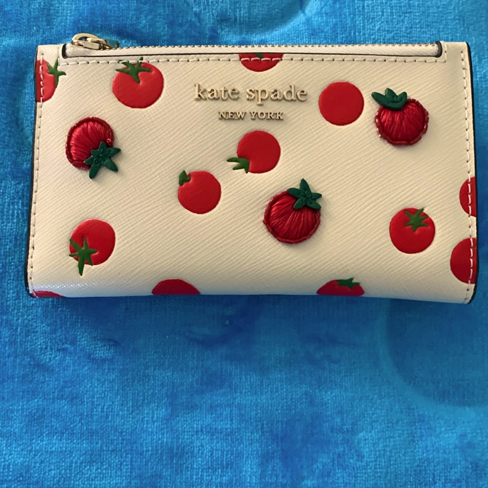 Kate Spade embroidered tomato small wallet